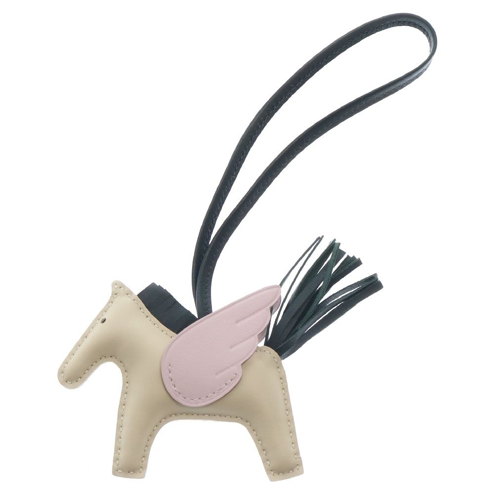 HERMES エルメス ペガサスPM クレ モーヴペール ヴェールシプレ アニョーミロ バッグチャーム U刻印 ピンク×ベージュ×グリーン