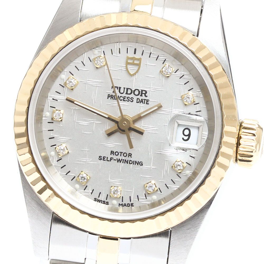 訳ありチュードル TUDOR 92413 プリンセス デイト YGベゼル 10Pダイヤ デイト 自動巻き レディース_904446