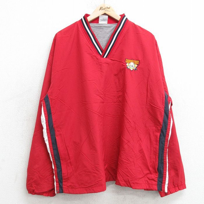 XL/古着 長袖 ナイロン ジャケット メンズ 00s 野球 大きいサイズ V