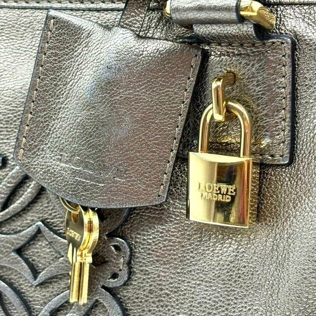 正規品 LOEWE ロエベ アマソナ28 ブロンズ レザー ハンドバッグ
