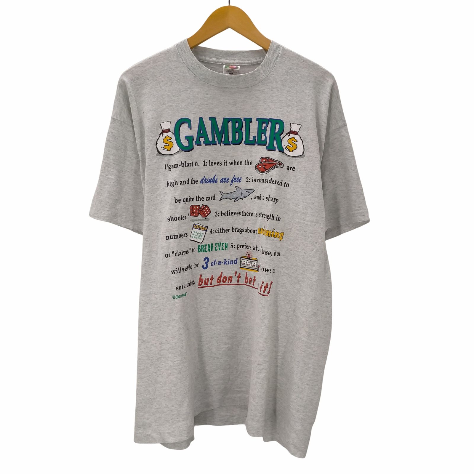 フルーツオブザルーム FRUIT OF THE LOOM 90S USA製 GAMBLER ギャンブル プリントTシャツ メッセージ メンズ import：XXL 