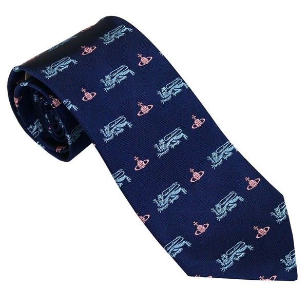 Vivienne Westwood ヴィヴィアン ウェストウッド ネクタイ ブルー系 モチーフ柄 イタリー製 シルク100％ AW25 81050004-W0195-K401-BLUE