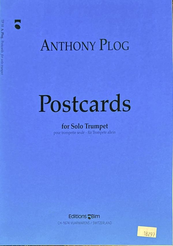 アンソニー・プログ ポストカード (トランペットソロ)輸入楽譜 Anthony Plog Postcards 洋書