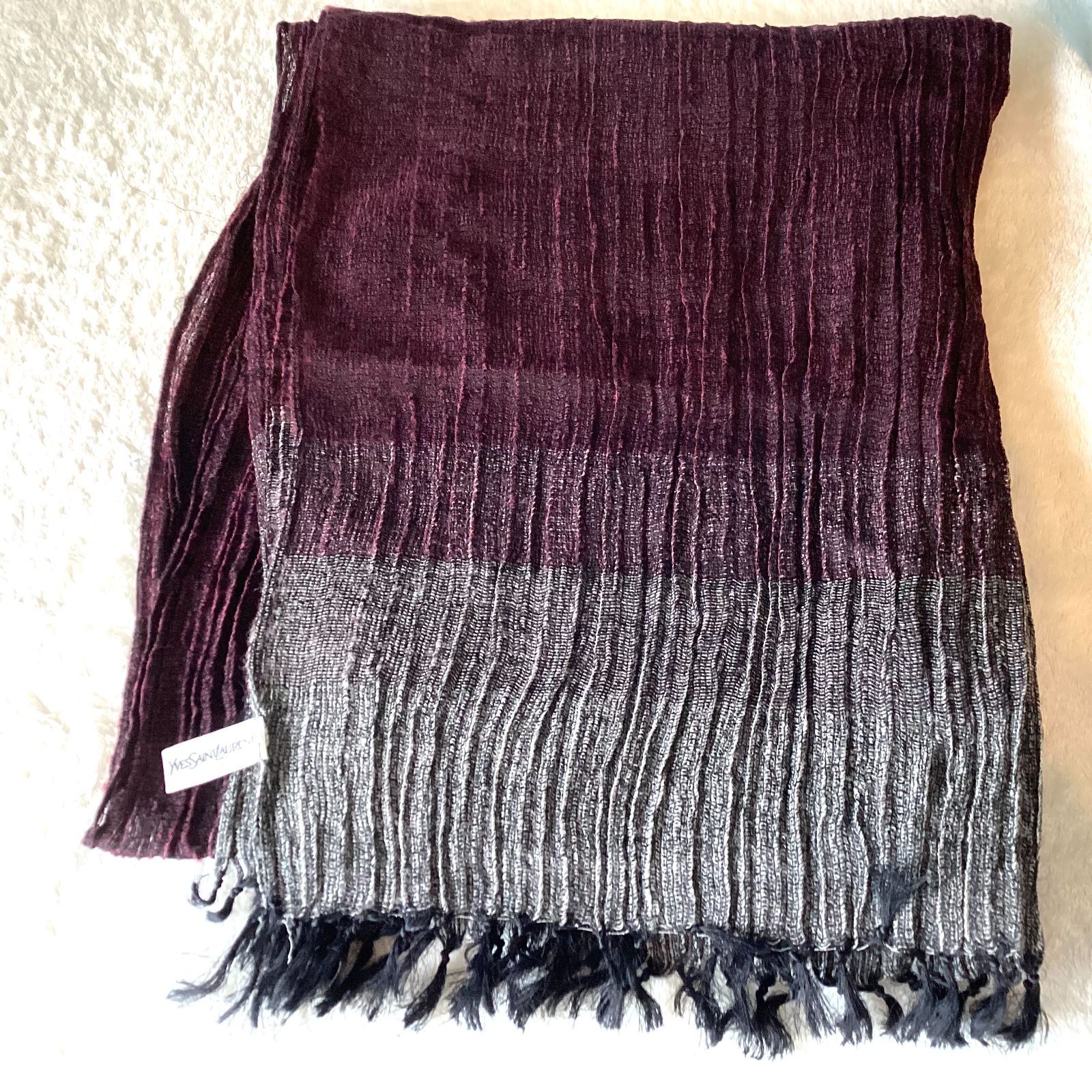 イヴ サンローラン ストール ウール100％ パープル 紫 中古 イヴ・サン
