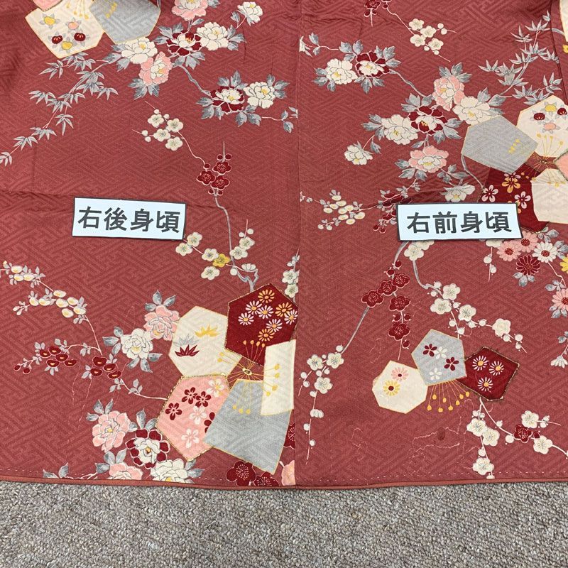 410aa5◇Kimono アンティーク着物 可憐 梅 菊 薔薇 橘 楓 大正ロマン 昭和レトロ 和洋MIXコーデ ジュニアにも◇状態良好