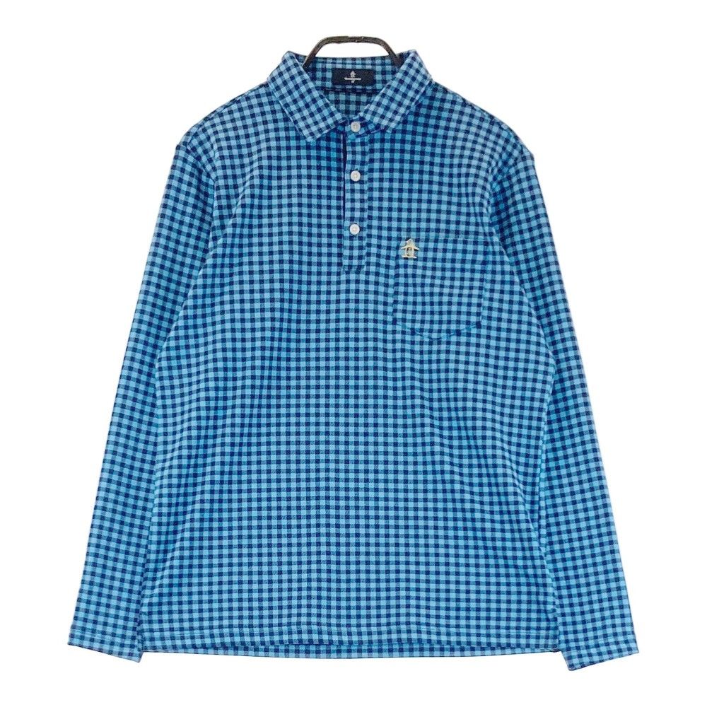 サイズ：M MUNSING WEAR マンシングウェア 2023年モデル 長袖ポロシャツ チェック柄 ブルー系 [240101299928]# ゴルフウェア メンズ ストスト