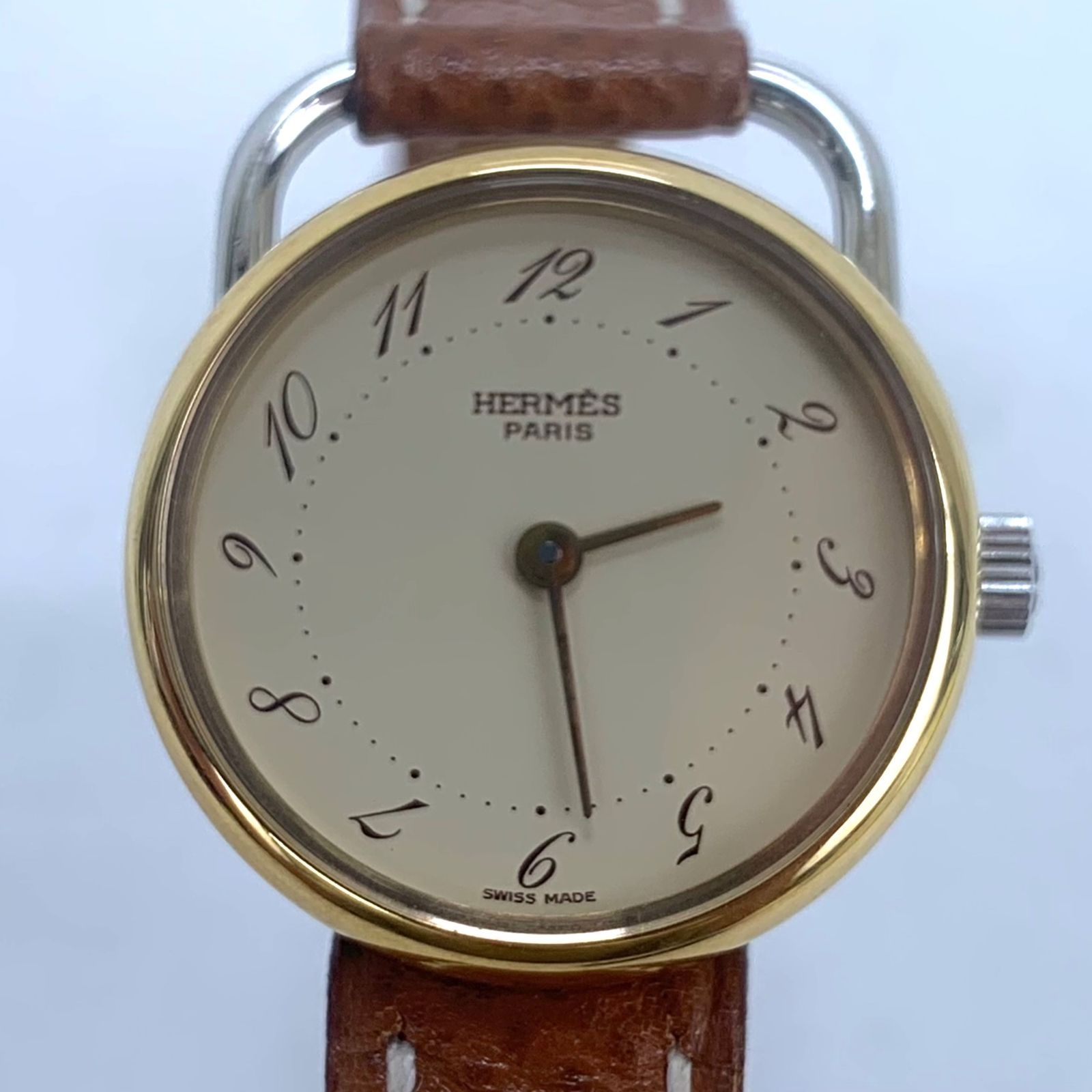 HERMES アルソー アイボリー ステレンス ゴールドメッキ レザー 520888S