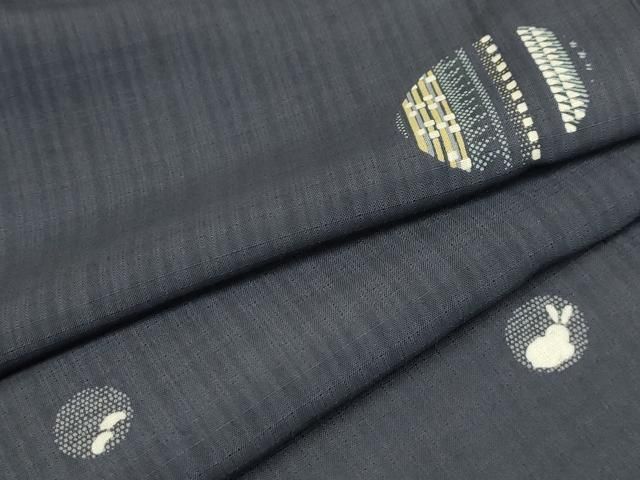 平和屋着物＊夏物 小紋 紗 兎 洗える着物 AABB8799sx