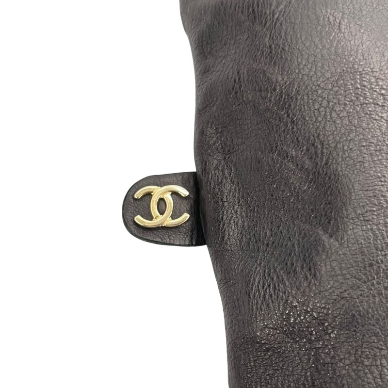 CHANEL ブラック レザー ミドル丈ブーツ 23C◇お洒落♪】CHANEL ブーツ 黒 レザー マトラッセ ミドル丈