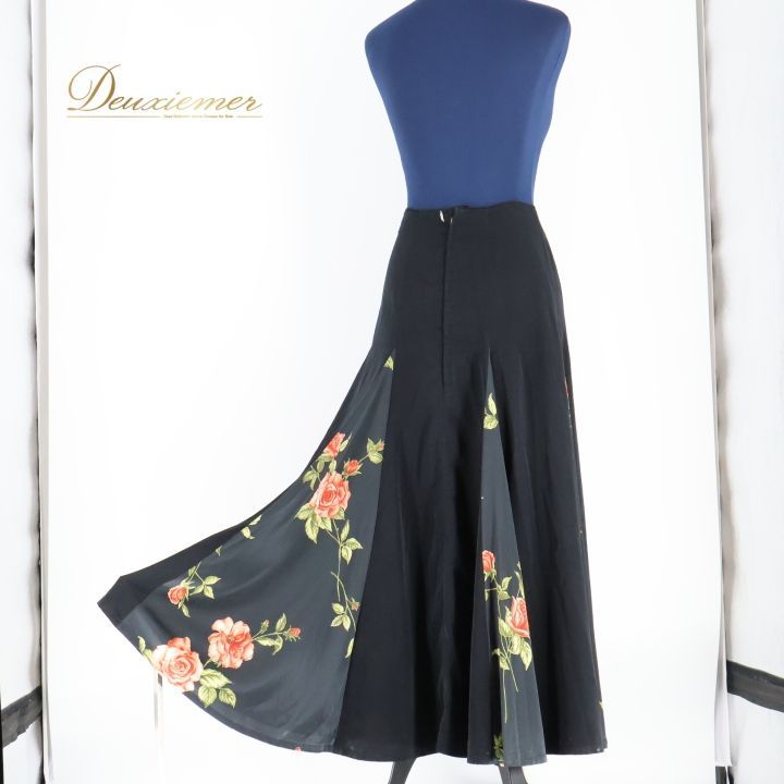 BABY TEARS フラメンコ衣装 「練習用スカート付き」 フラメンコ 衣装 ファルダ スカート 黒 花柄 レッスン 練習着 軽い