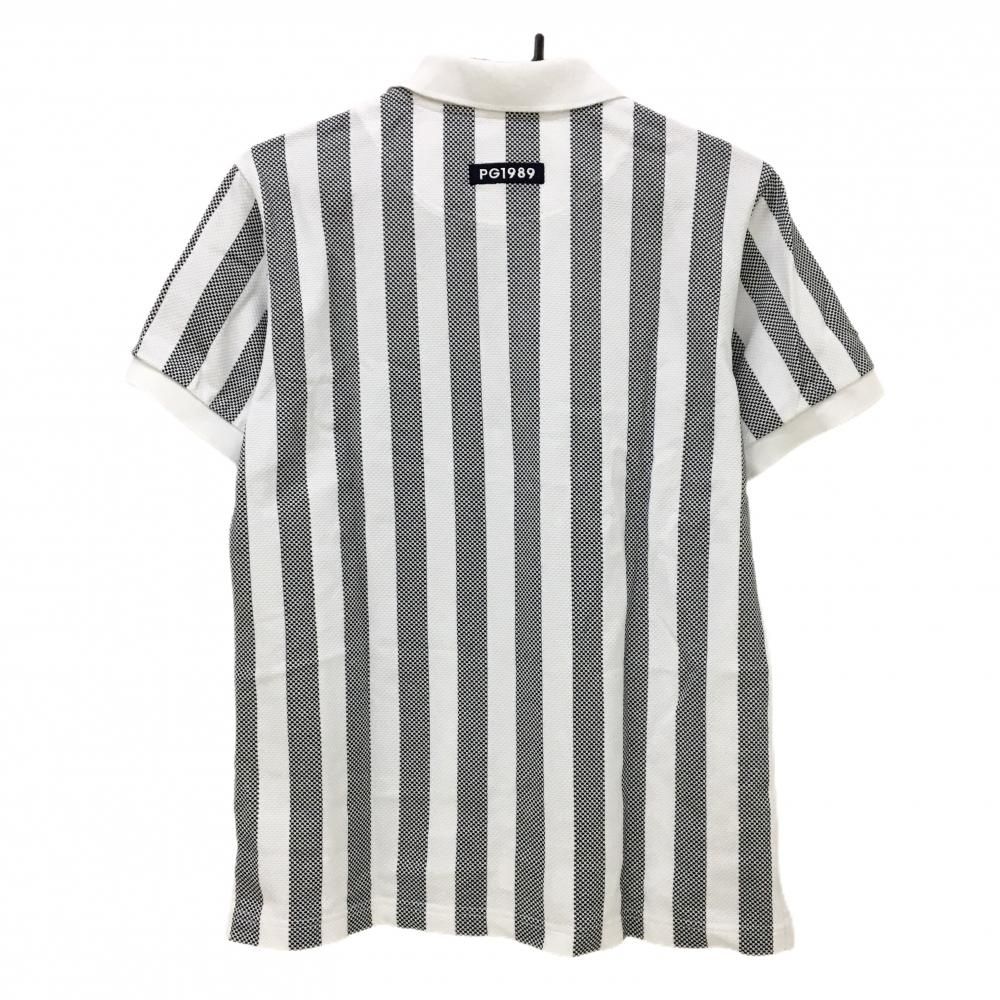 パーリーゲイツ 半袖ポロシャツ グレー×白 フリントロゴ メンズ 4(M