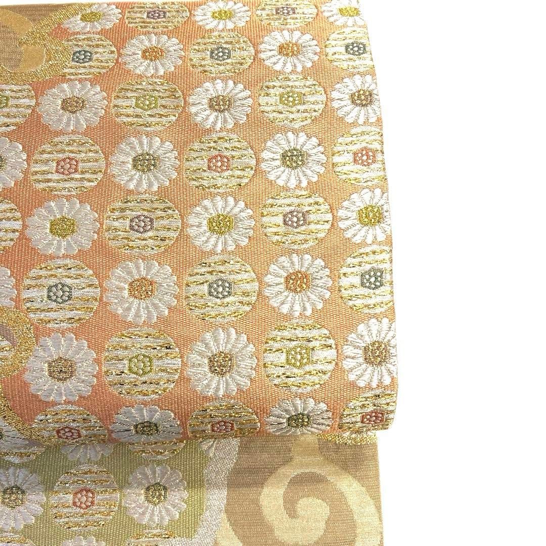 未着用 袋帯 唐草 雪輪 菊花模様 金糸 着物 103b p - メルカリ