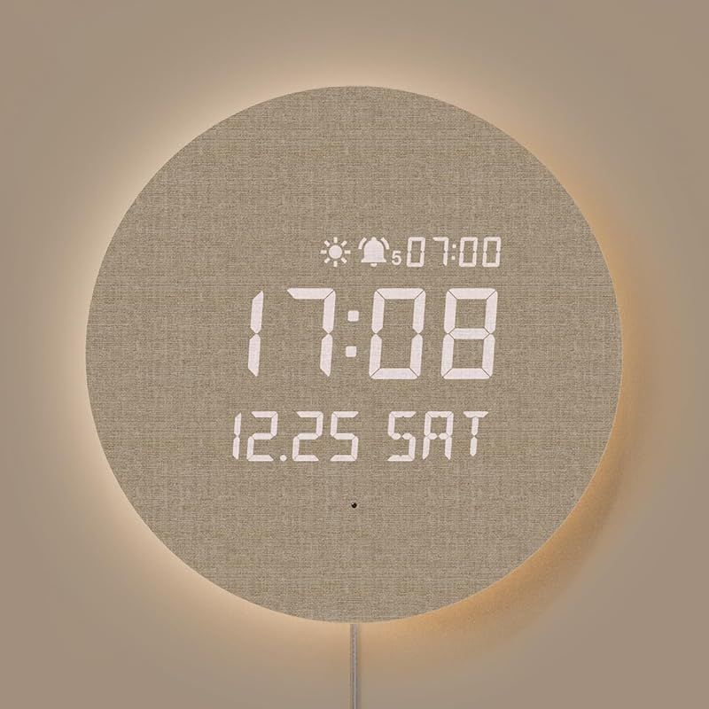 在庫セール mooas 満月 バックライト ナイトライト LED 壁掛け時計 サイレントウォールクロック 3つの使用モード 平日|週末選択アラーム 壁掛け|スタンドの2通り設置 多機能LED時計 アラームクロック 12|24時間モード リモコン操作 0