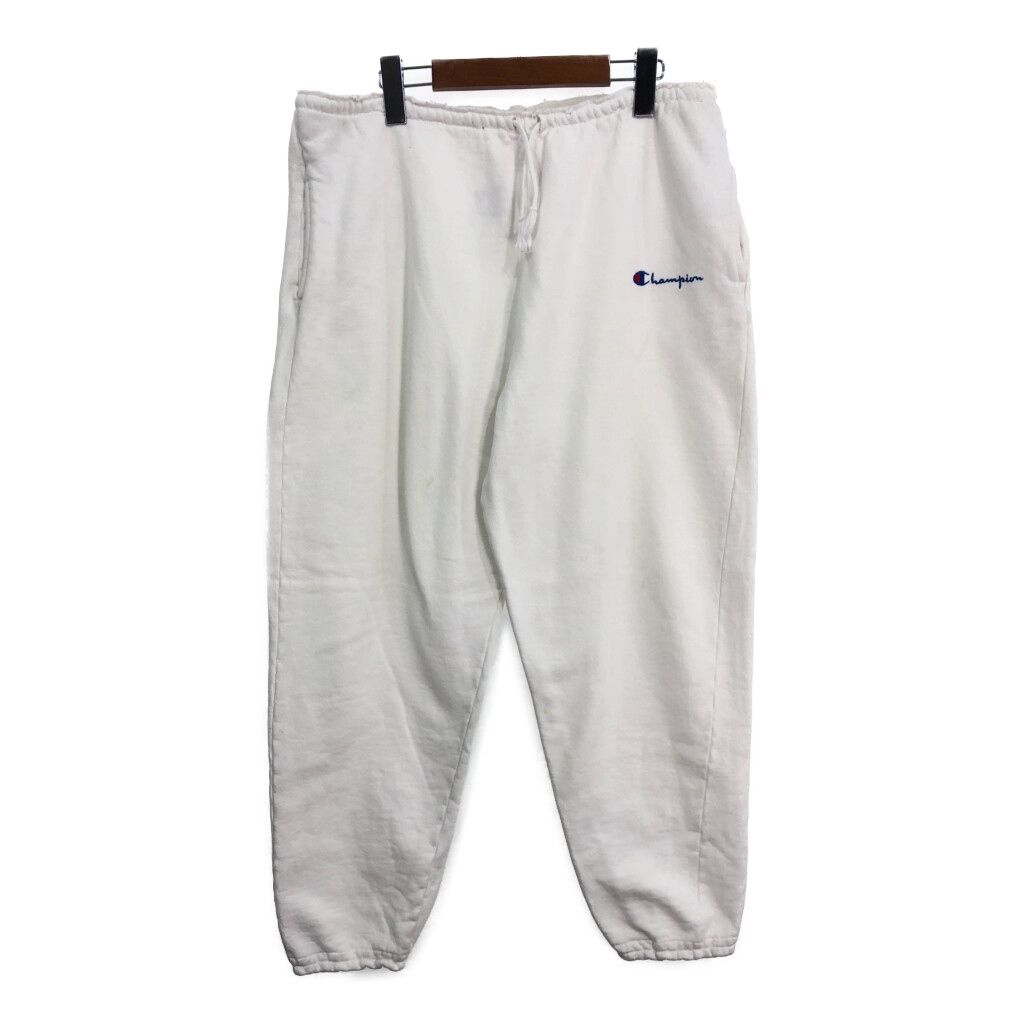 90年代 USA製 Champion チャンピオン スウェット パンツ スポーツ ホワイト (メンズ LARGE) 中古 古着 S1671