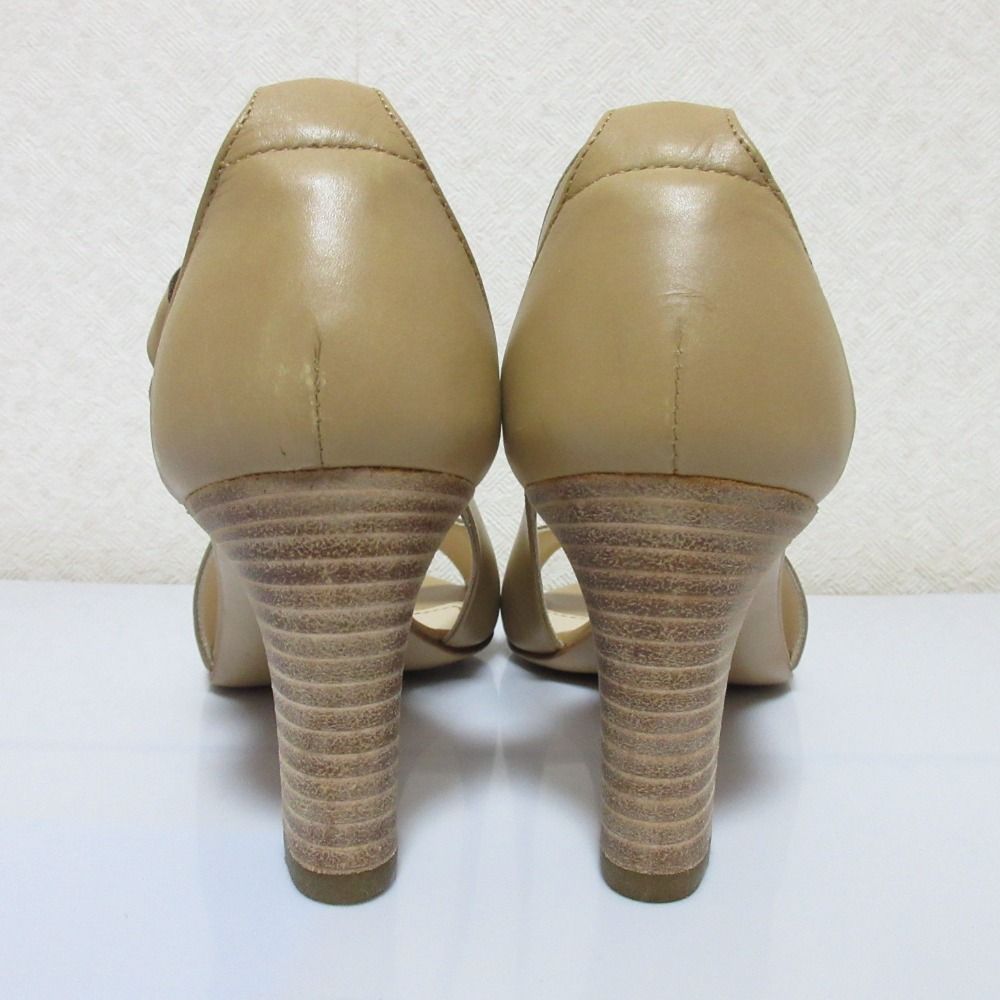 【MaxMara】ベージュ レザー サンダル ヒール MaxMara】ベージュ レザー サンダル ヒール