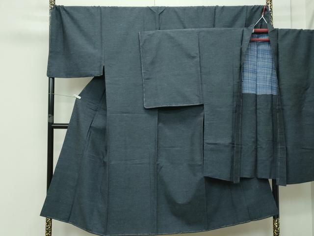 平和屋着物 上 男性 結城紬 アンサンブル キングサイズ 杢 霞文 CZAA3616s5