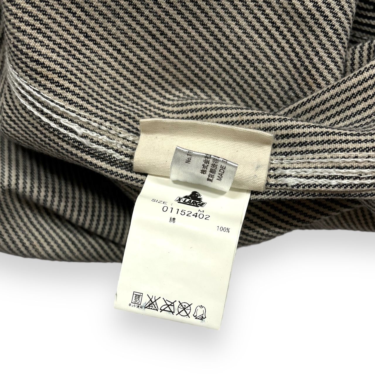 【希少 コラボ 】XLARGE×PEANUTS スヌーピー ヒッコリーシャツ L XLARGE - エクストララージ ヒッコリー柄 半袖シャツ スヌーピー