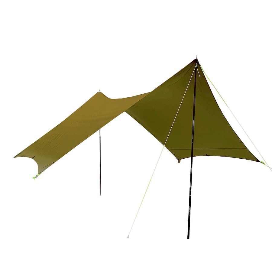 OLIVE ZEROGRAM ゼログラム Minimalist Hexa tarp OLIVE | ヘキサ 軽量 タープ 350 x 360 UV 遮光 高耐水 防水 コンパクト 設営撤収簡単 ガイライン ペグ付属