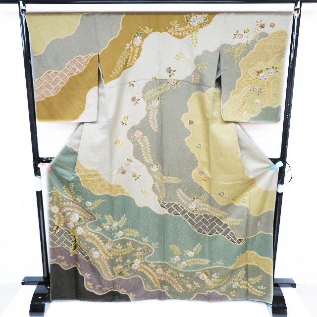 訪問着 着物 中古 正絹 桐屋 翠山工房 身丈156.5cm M A1037-4 桐屋 翠山工房】 特選本手絞り染訪問着 ≪御仕立て上がり・中古