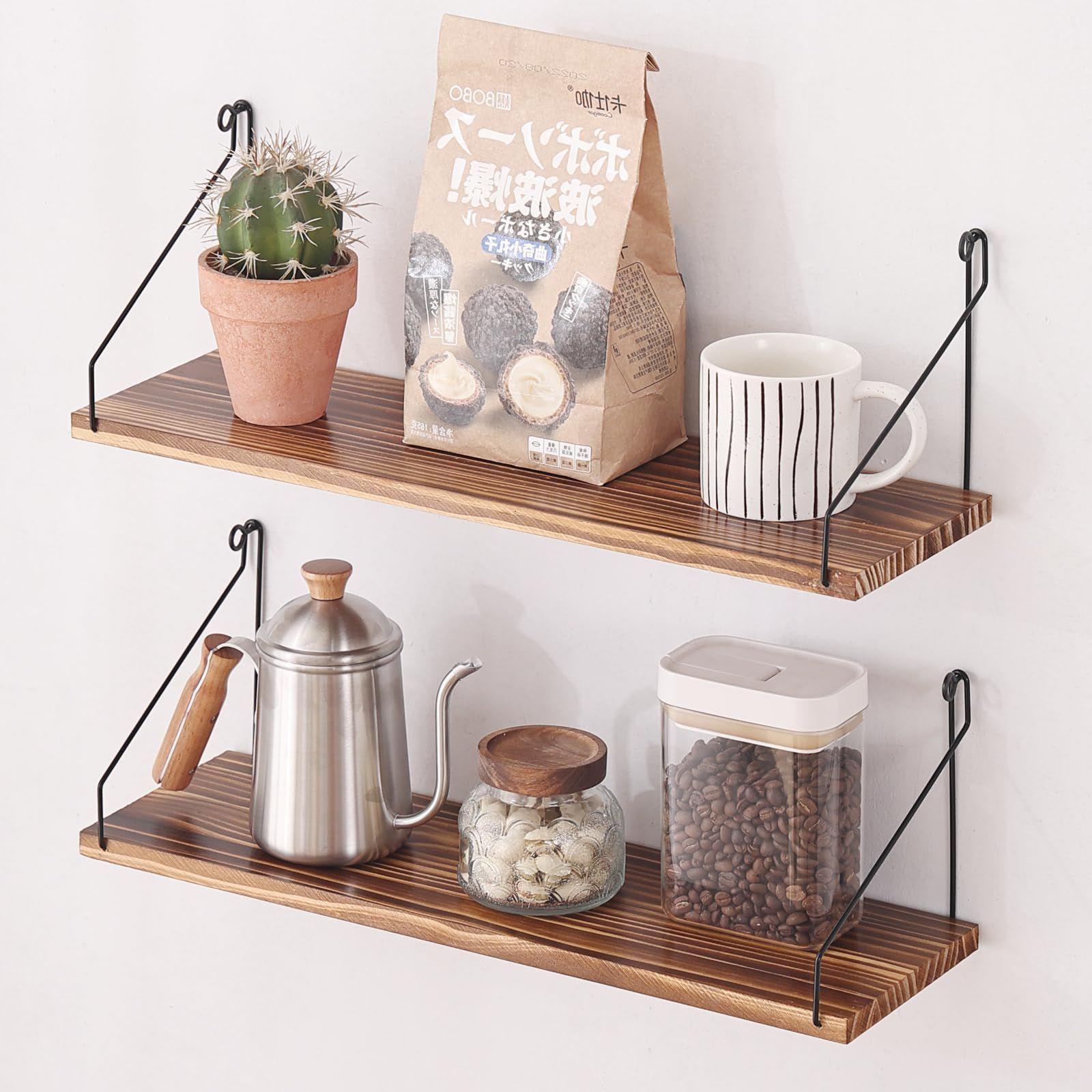 パイン材 壁掛け棚 賃貸 壁 棚 穴あけない 50+50cm2点セット ウォール