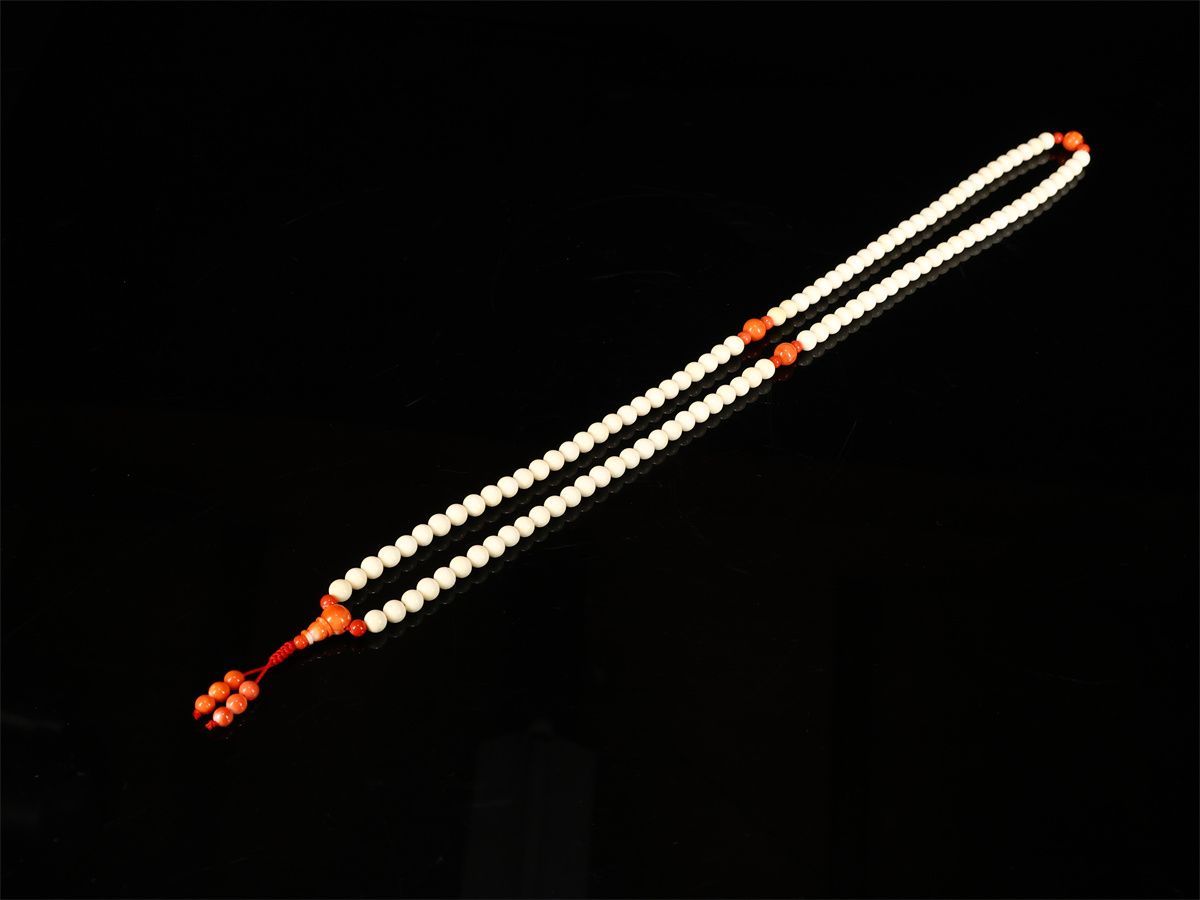 時代 東洋彫刻 本珊 瑚 女性用 念珠 主玉7㎜ 親玉9㎜ 天玉8㎜ 1165