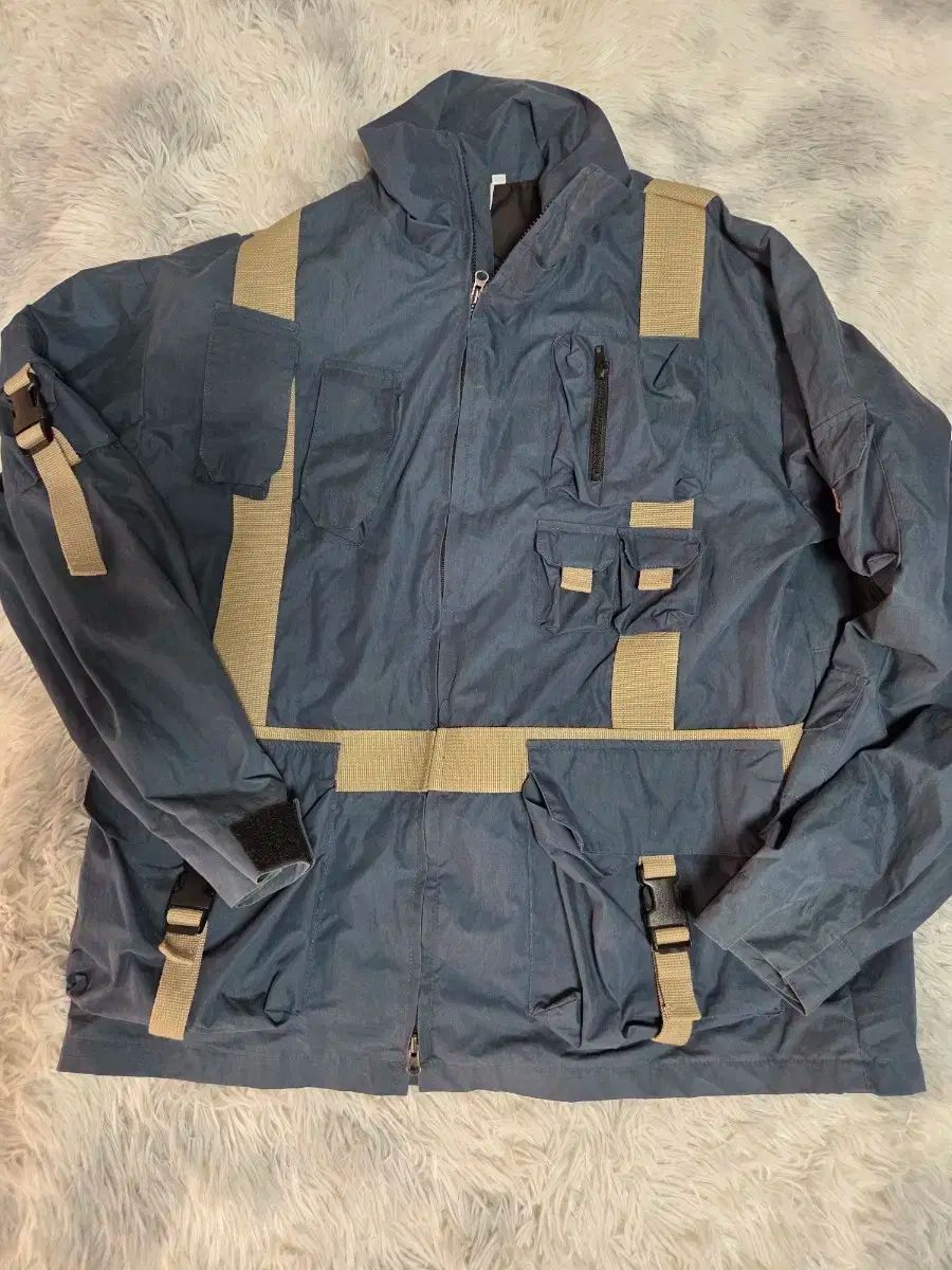 ダブルAC ブルー Outdoor アウトドア ポケット ウィンドブレーカー ジャケット