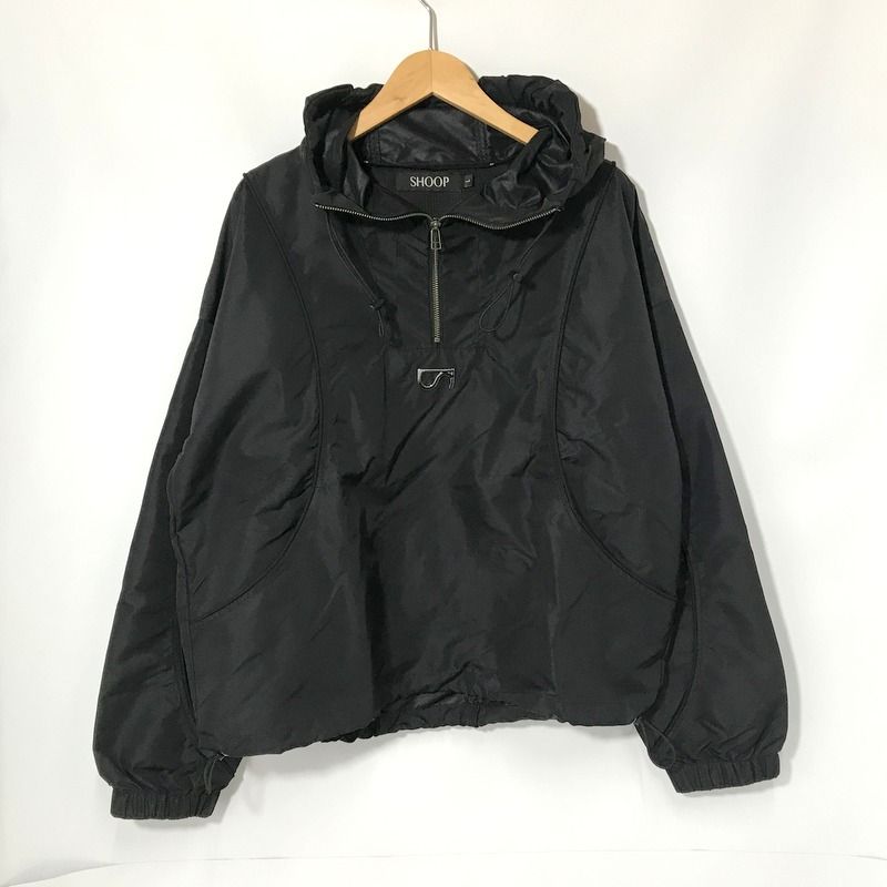 SHOOP NEW DAVIS PULLOVER プルオーバー ロングスリーブフーディ ハーフジップ ナイロン 古着  Lサイズ シュープ トップス A11329