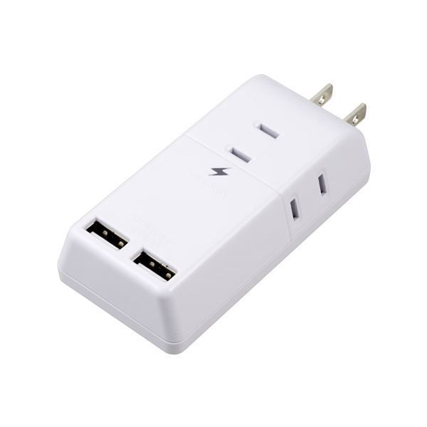 5個セット YAZAWA 雷ガード付トリプルタップ3AC 2USB2.4Aホワイ