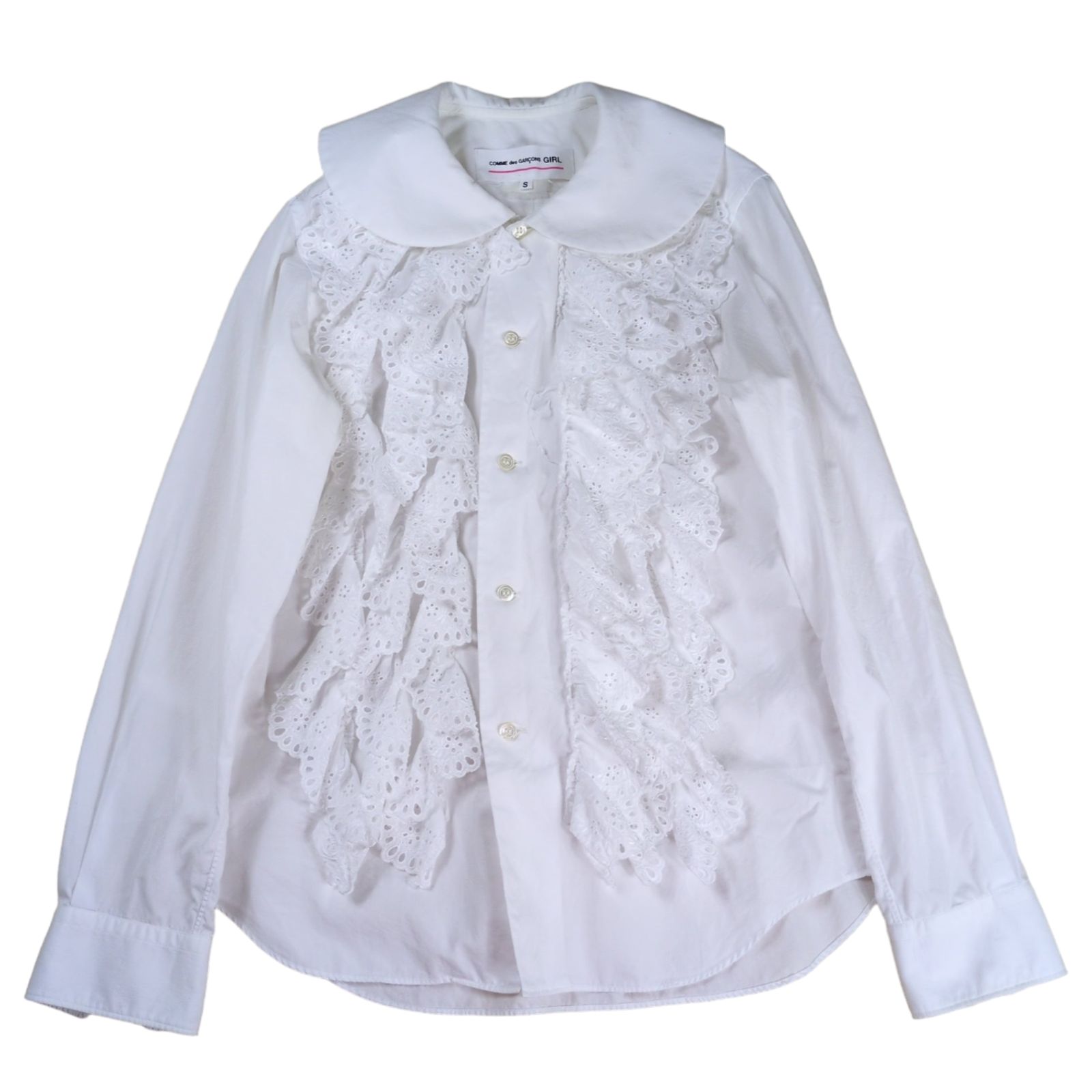 COMME des GARÇONS コムデギャルソン レースフリル丸襟ブラウス COMME des GARÇONS コムデギャルソン レースフリル丸襟ブラウス