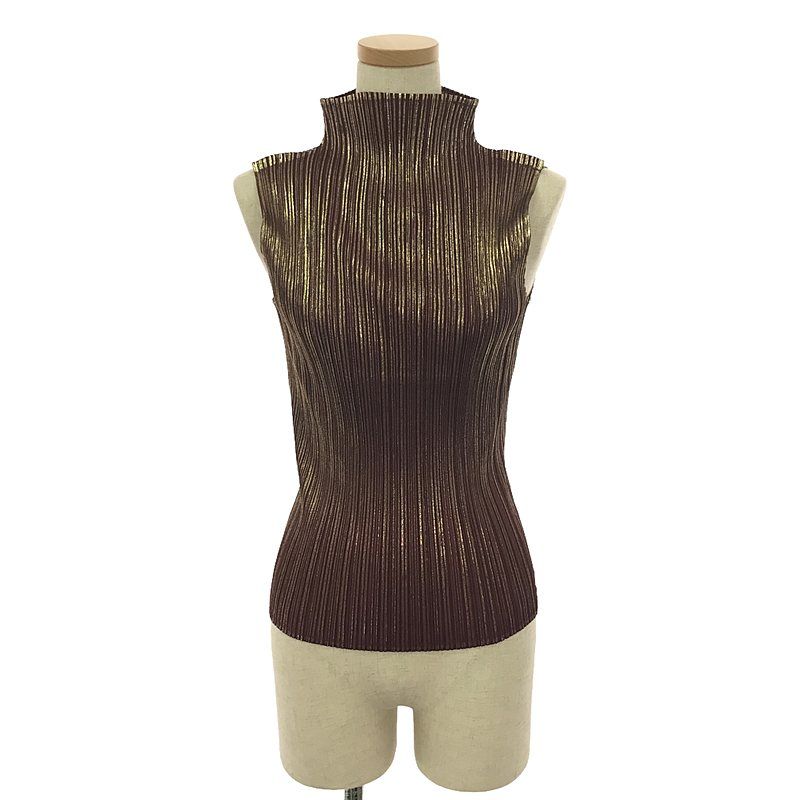 プリーツプリーズ  PP11-JK524 メタリックプリーツノースリーブカットソー レディース 3 PLEATS PLEASE ISSEY MIYAKE / プリーツプリーズイッセイミヤケ | 箔