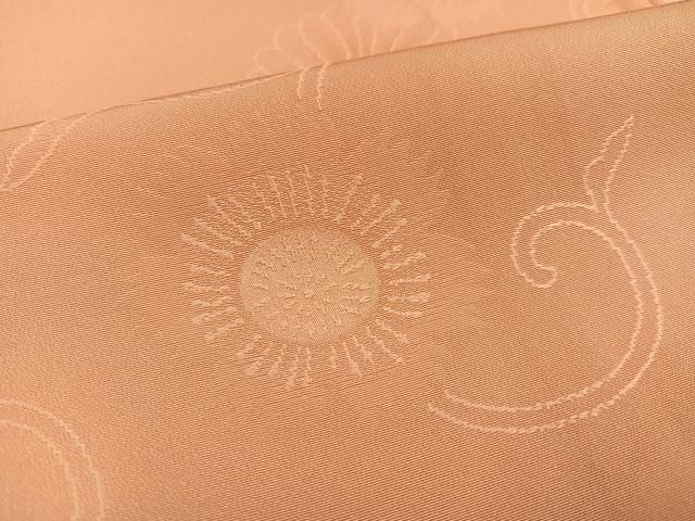 平和屋着物○上質な色無地 花唐草地紋 香色 正絹 逸品 CAAV6596vf