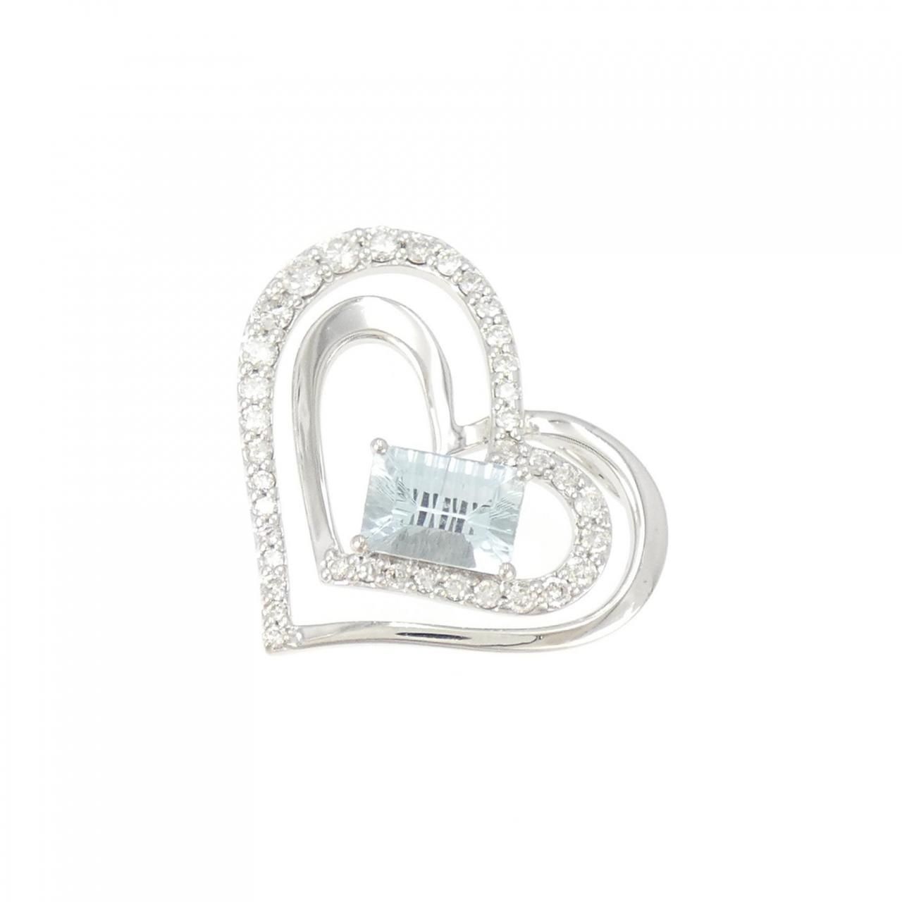 K18WG ハート アクアマリン ペンダント 0.83CT - メルカリ