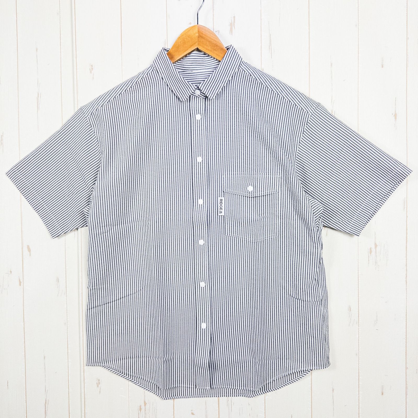 Women s L グレー系 Ridge Mountain Gear リッジマウンテンギア ベーシック ショートスリーブシャツ ストライプ Basic Short Sleeve Shirt Stripe Grey | White ポ
