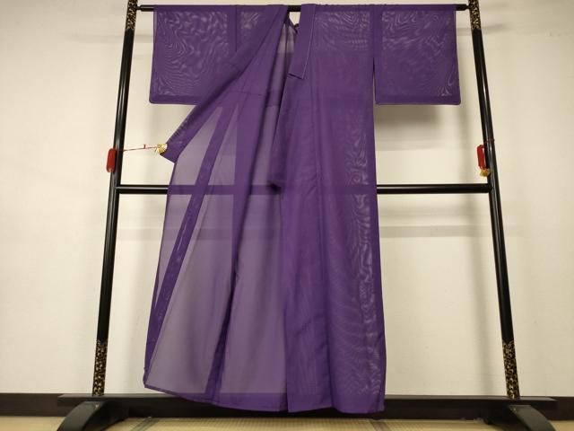 平和屋着物 夏物 色無地 絽 深紫色 洗える着物 AABA9414jd