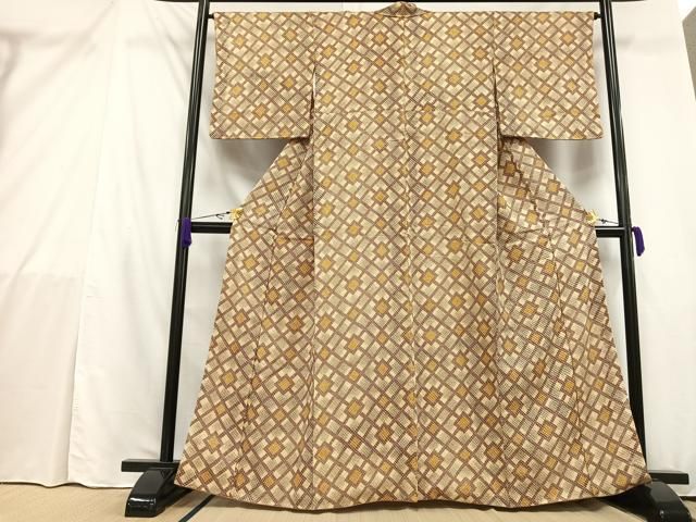 平和屋着物▽上質な小紋 単衣 水玉文 正絹 逸品 AAAV2806fy