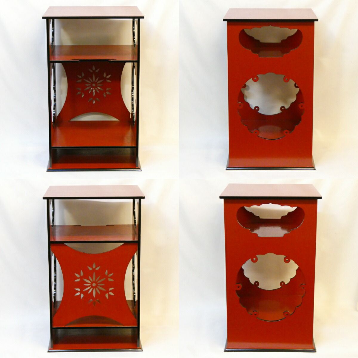 一元斎好写 雪輪棚 朱 江戸千家 不白流 固定式 掻合塗 茶道具