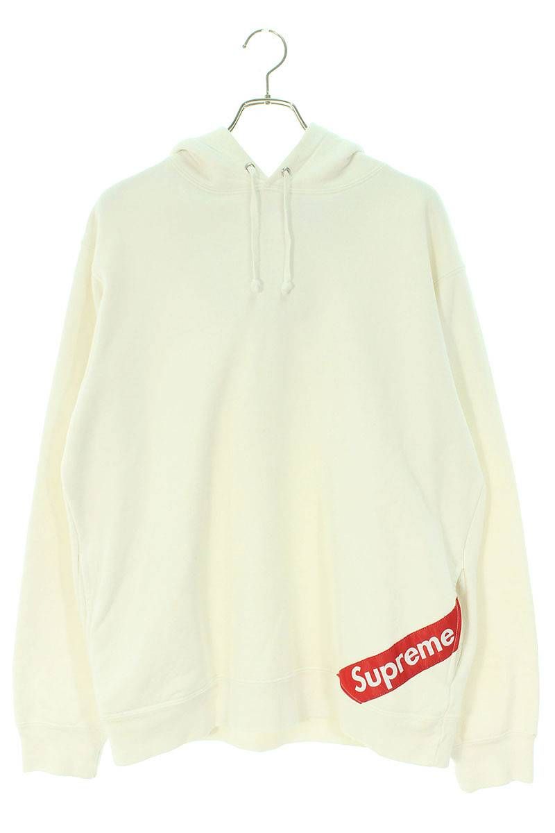 シュプリーム 18SS Corner Label Sweatshirt ロゴラベルプルオーバーパーカー メンズ M