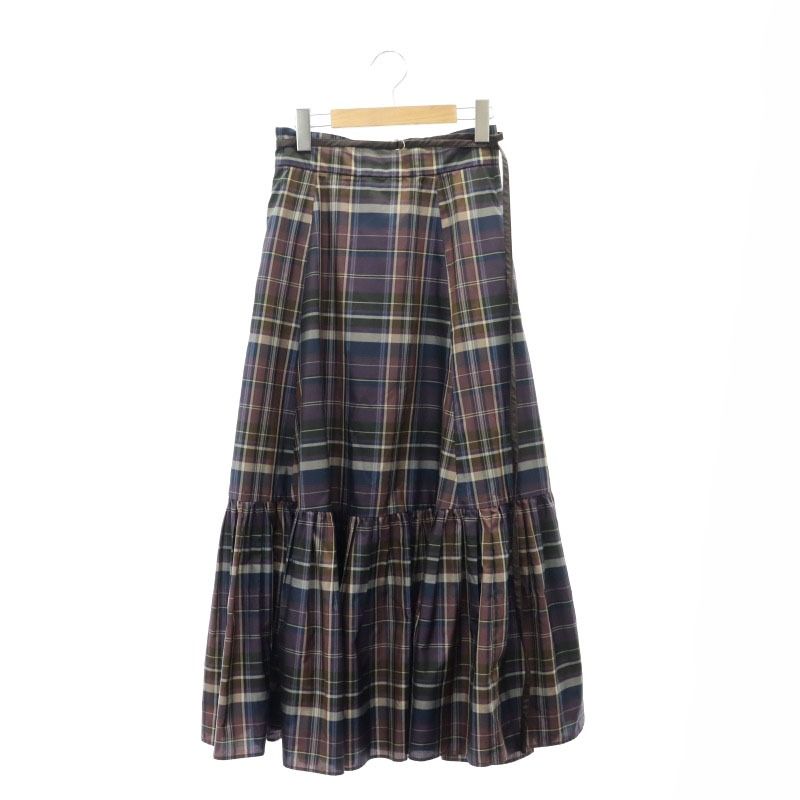ジャスグリッティー JUSGLITTY ベルト付き裾フレアチェックスカート  