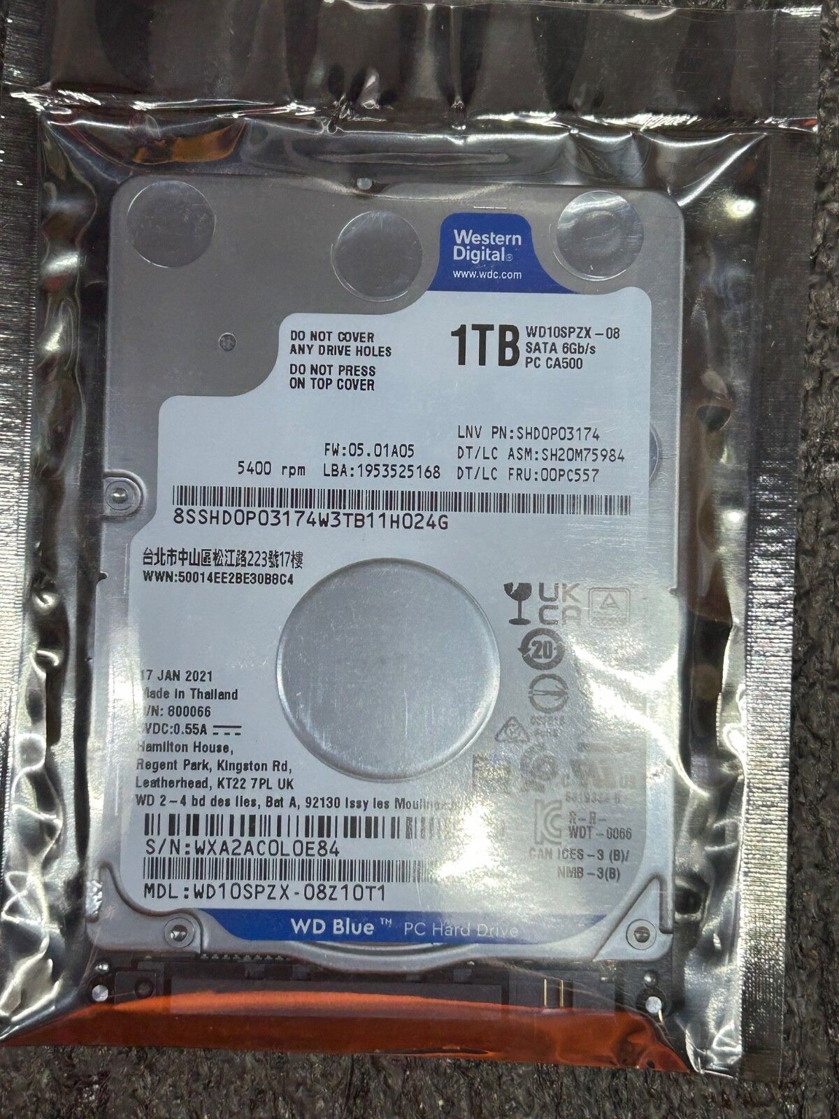 WESTERN DIGITAL WD10SPZX 1TB 2.5 128MB SATA HDD ハードドライブラップトップ PS3 Ps4 Xbox
