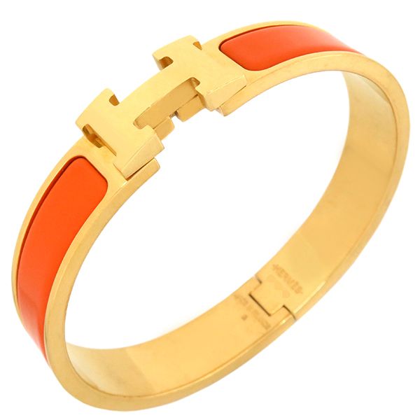 HERMES エナメルブレスレット オレンジ