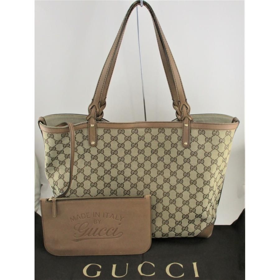 ◇GUCCI グッチ GGキャンバス ポーチ付き トートバッグ GGキャンバス ベージュ 247209◇ - メルカリ