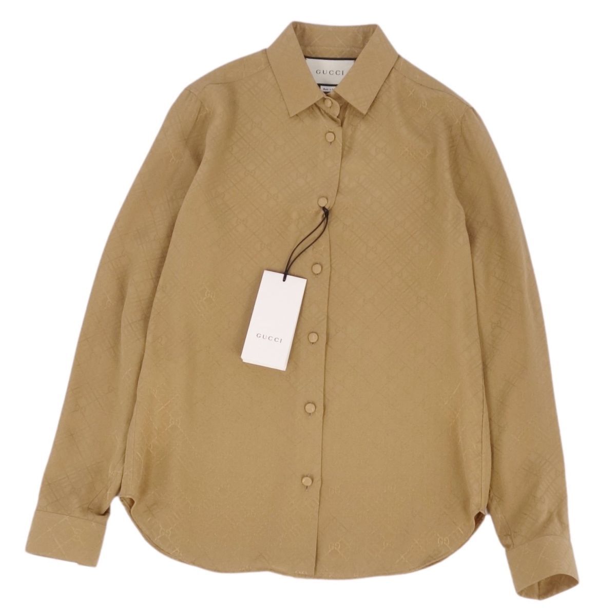 極美品 GUCCI グッチ シルク ブラウス 36サイズブラウン グッチ GUCCI