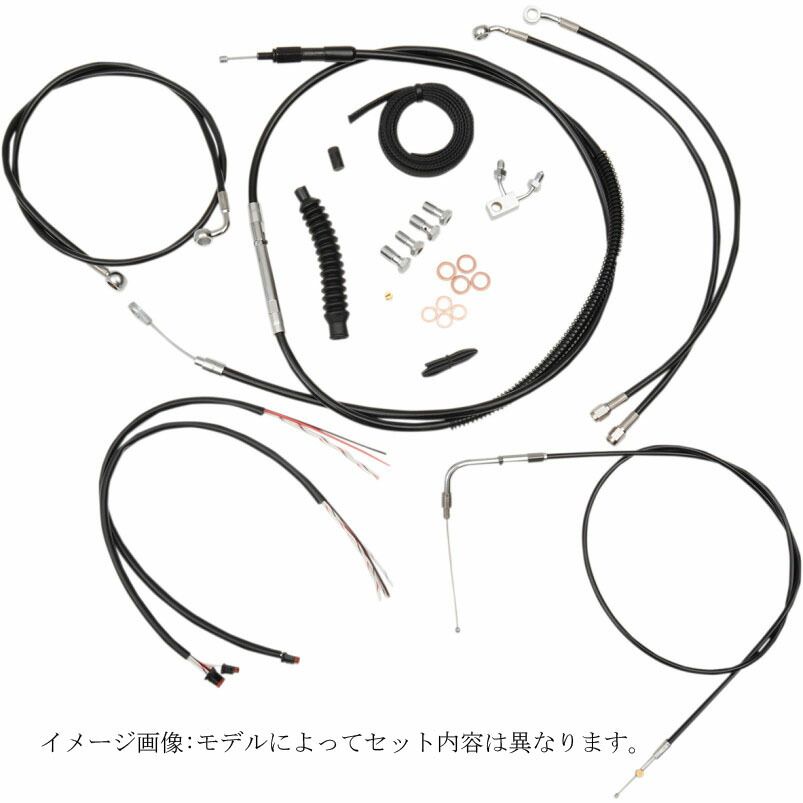 ハンドルバー ケーブル＆ハーネス＆ブレーキラインキット 2015年FXSB ブラックビニール 18〜20インチエイプ