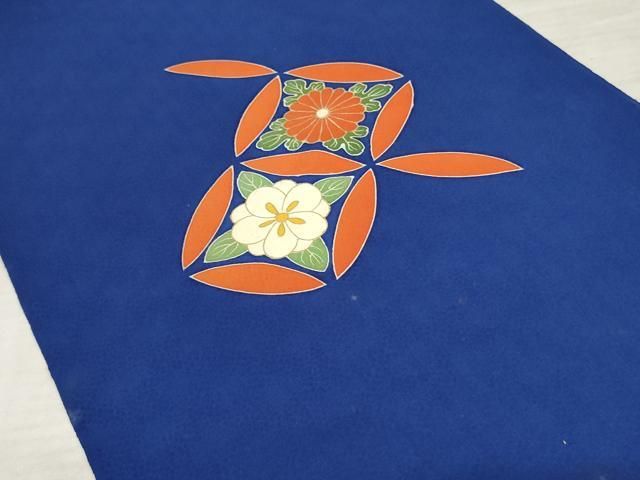 平和屋着物▽付下げ 解き反物 着尺 駒刺繍 七宝草花文 金彩 正絹