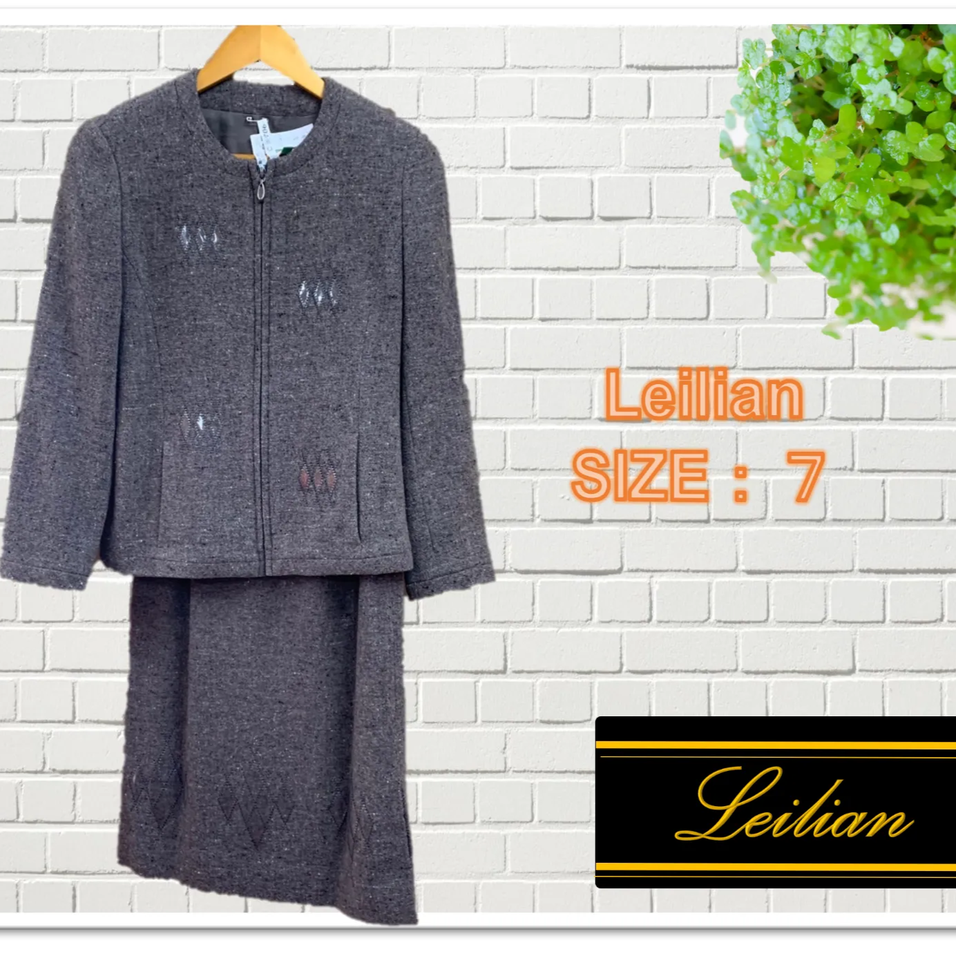 新品 レリアン Leilian スーツ セットアップ上下 7分袖 9号 Mサイズ 