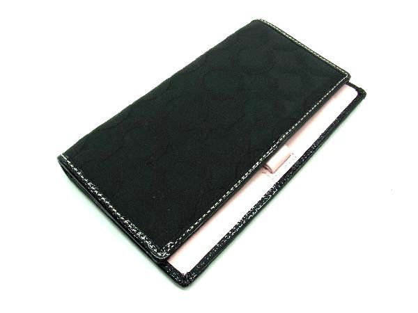 □美品□ COACH コーチ オプアート ナイロンキャンバス×レザー 二