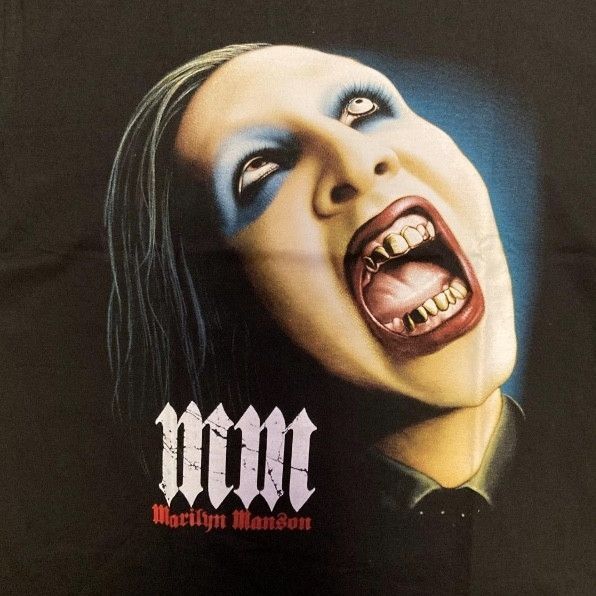 マリリンマンソン MARILYN MANSON Tシャツ tee ティーシャツ バンド ロック ツアー ライブ デザイン 両面 プリント 派手 奇抜  古着 ビンテージ vintage パンク メタル ヒップホップ ラッパー アーティスト カットソー - メルカリ