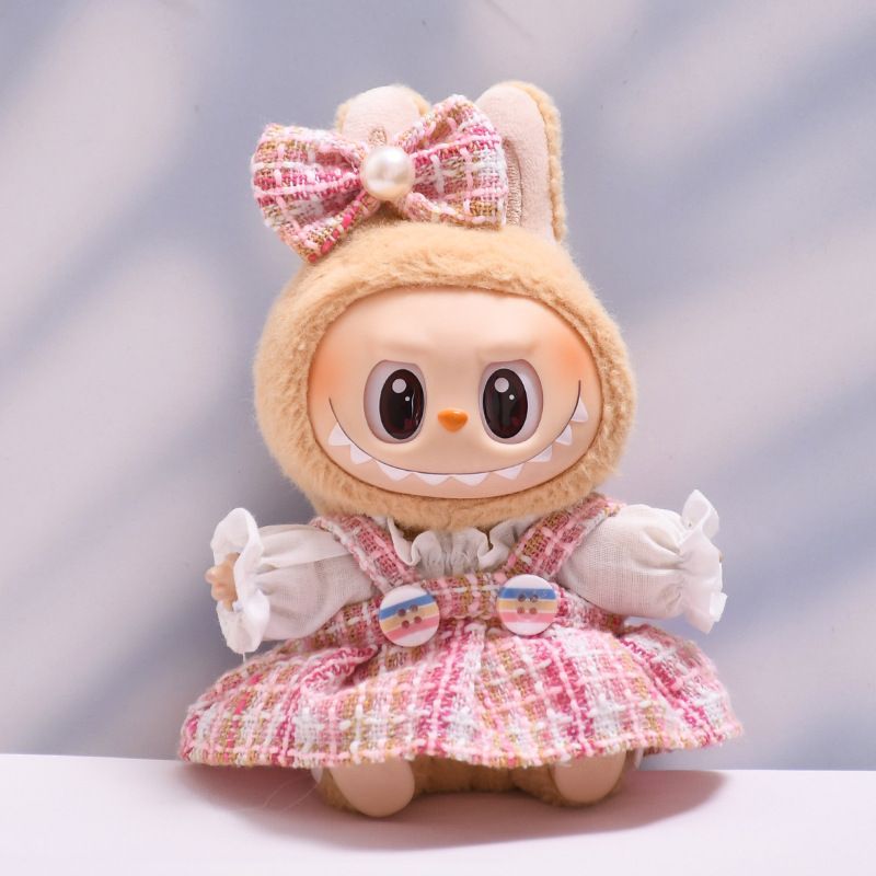 Labubuラブブ着せ替え服 4点セット ヘア飾り 靴 服 ポーチラブブ着せ替え 17㎝ LABUBU服