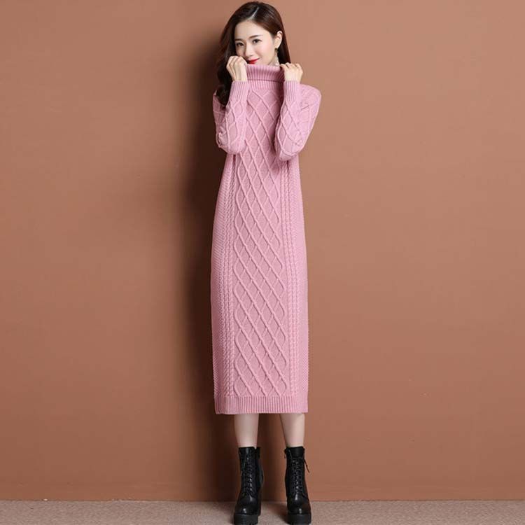 選べる9色 ニットワンピース ニットドレス ニットワンピ ニット ワンピース ドレス レディース シンプル リブ ハイネック 長袖 ロング丈 着痩せ 厚手 秋冬 love0251