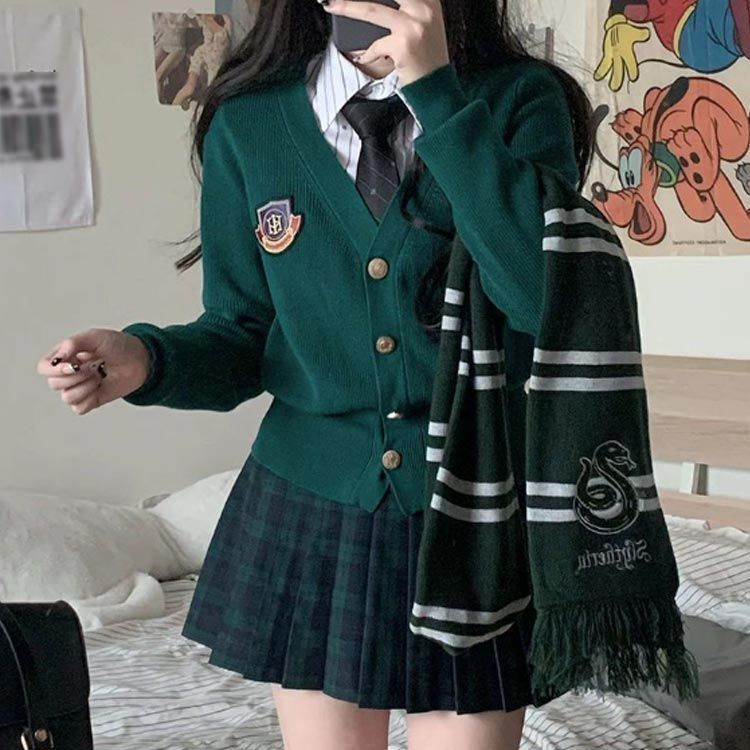 スクールカーディガン 女子 制服 ゆったり Vネック 前開き ニットカーディガン 秋冬 春 羽織り スクールセーター 学生服 高校生 中学生 パフスリーブ 無地 シン スクールカーディガン 女子 制服 ゆったり Vネック 前開き